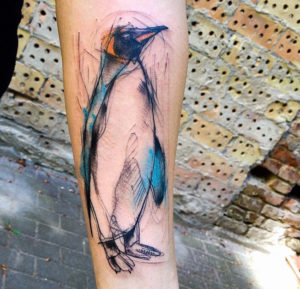 Penguin sketch tattoo