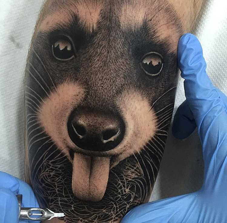 Pretty raccoon tattoo