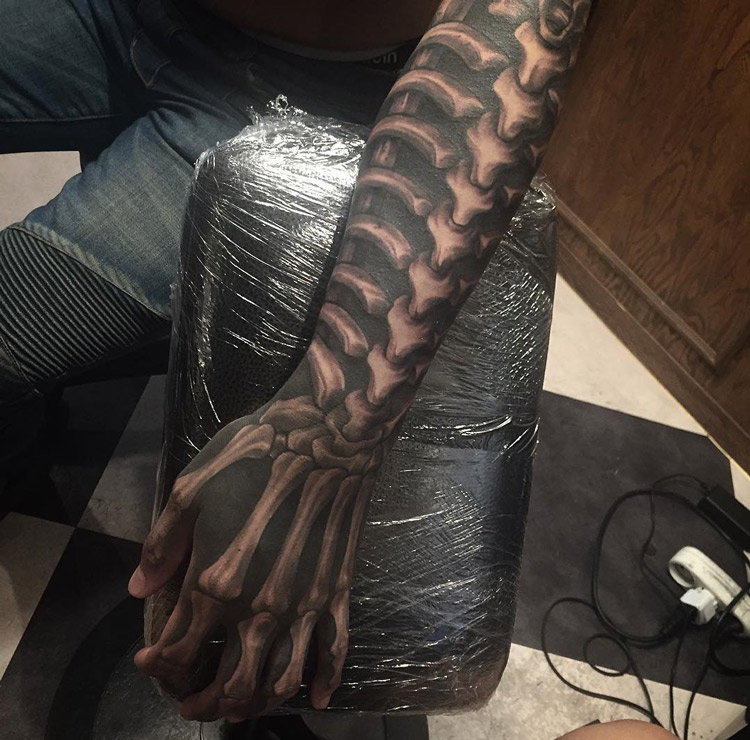 Spine, Rib Cage & Hand Bones Tattoo