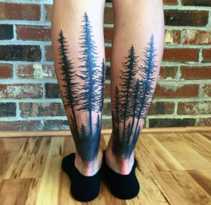 Trees back of girls legs