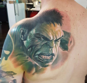 Incredible Hulk Back Tattoo