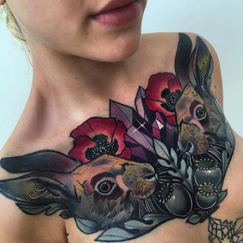 60+ beautiful chest tattoos for women
