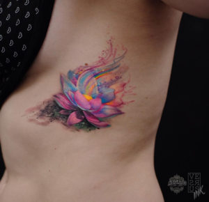 Lotus Flower Girls Side Tattoo