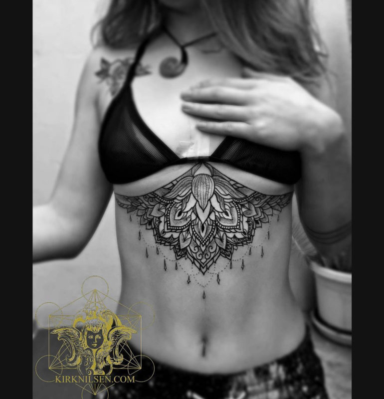 Mandala & Lotus Under boob Tattoo