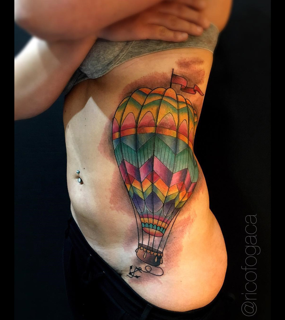 Hot Air Balloon Side Tattoo