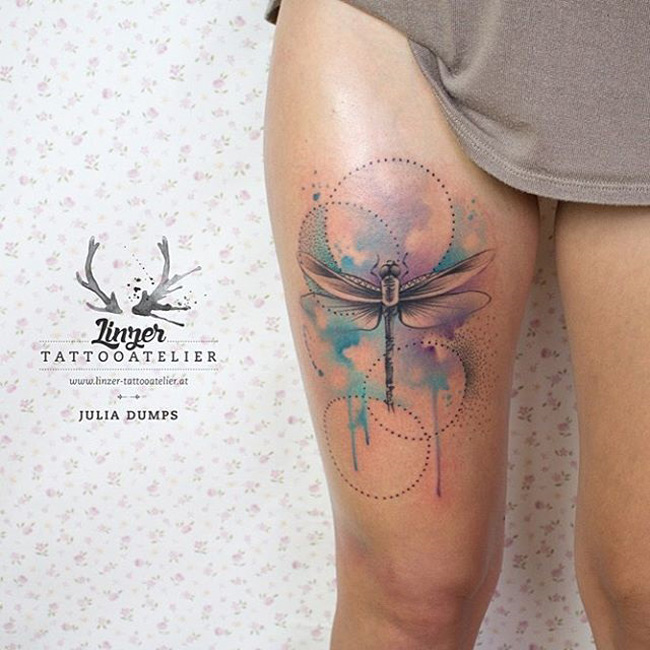 Dragonfly Thigh Tattoo