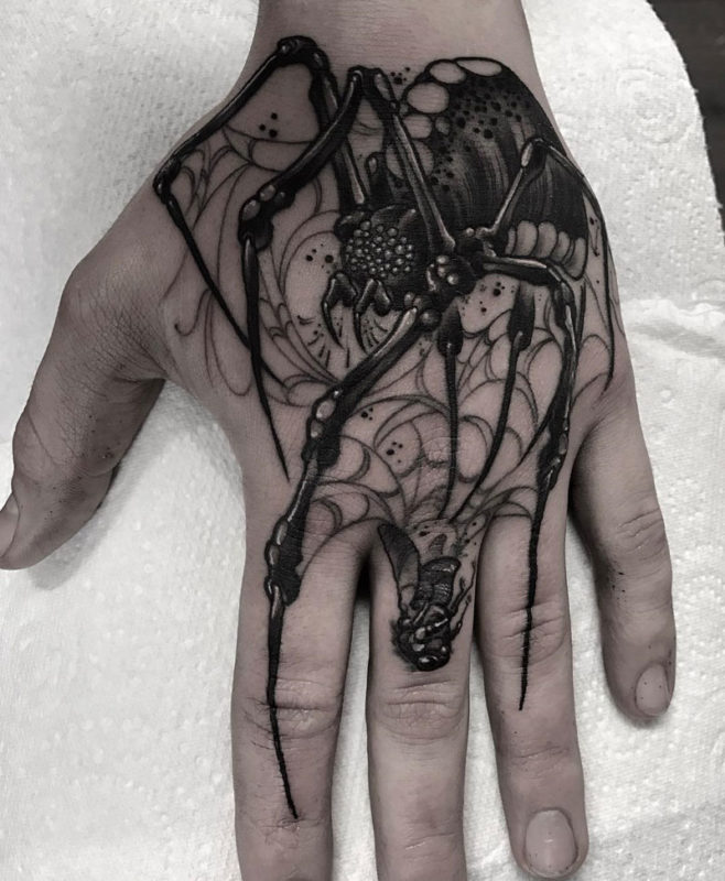 Hand Spider Tattoo