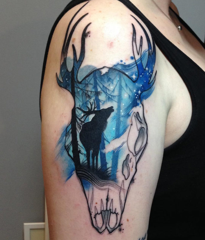 Deer & Skull Tattoo