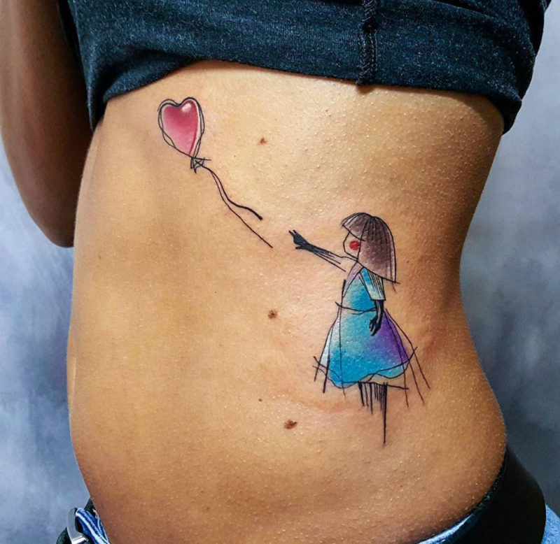 Banksy Girl & Balloon Tattoo