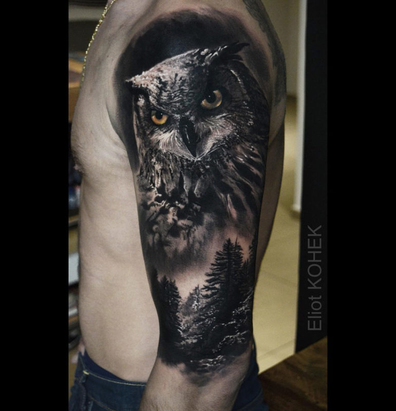 Owl & Forest Tattoo