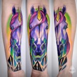 Unicorn Tattoo, Geometric, Pink & Purple
