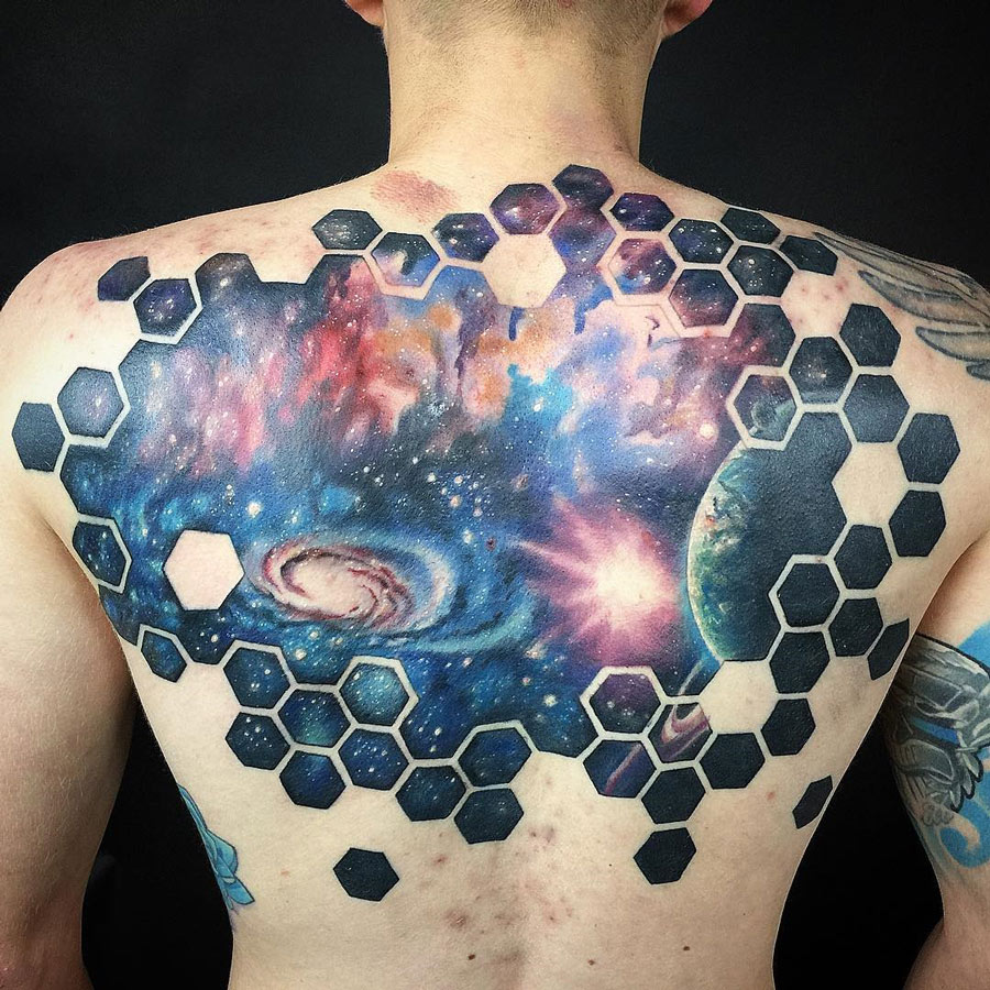 Stunning Space Scene Half Sleeve Tattoo