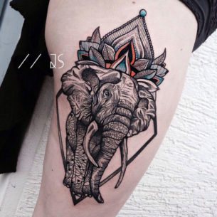 Ornamental Elephant Thigh Side Piece