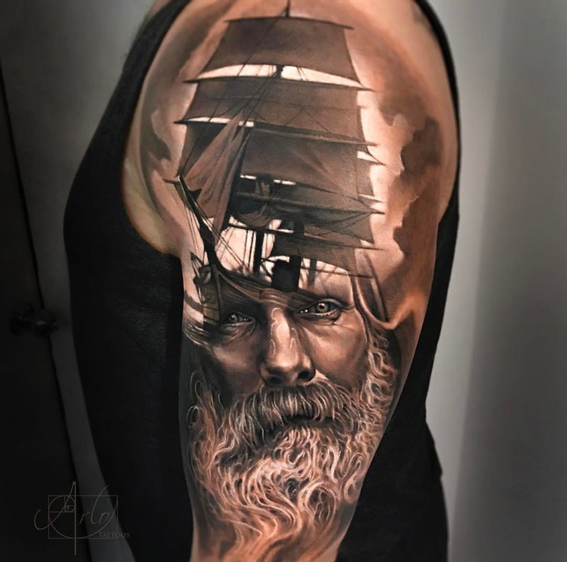 Sailor & ship tattoo
