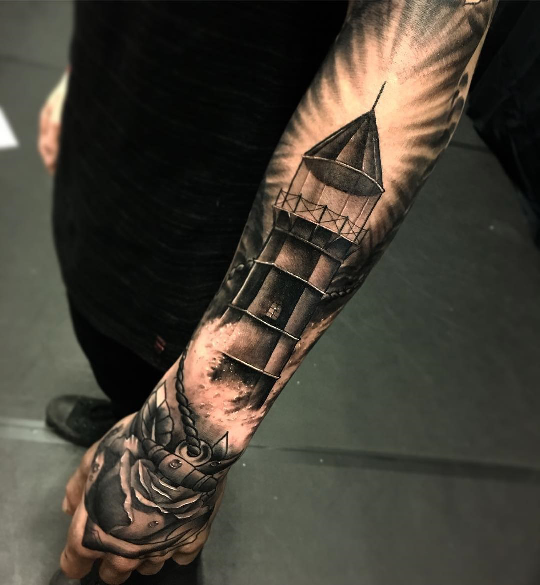 Lighthouse Forearm Tattoo