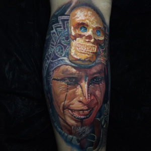 Aztec Warrior Calf Tattoo