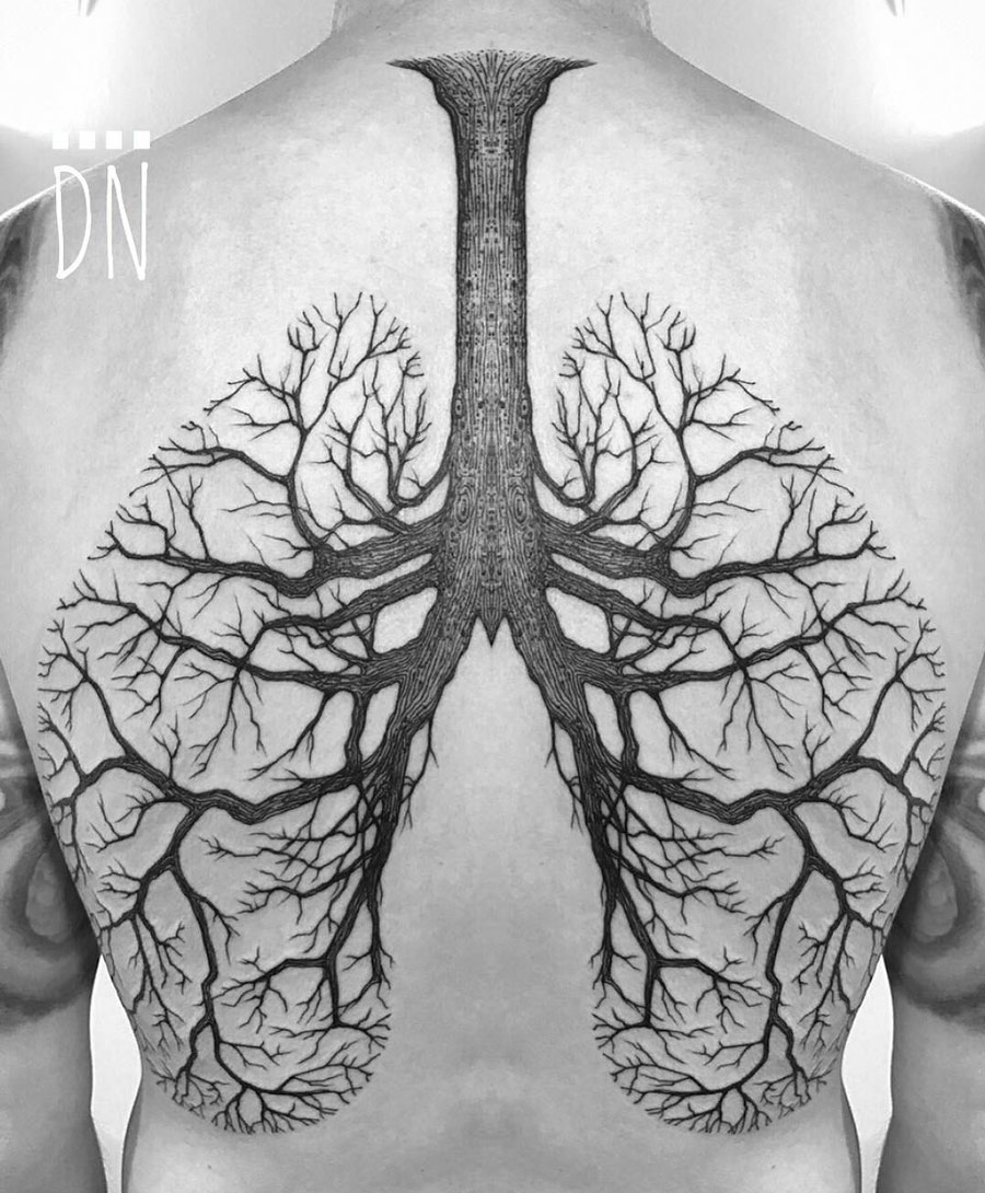 Lungs Tattoo on Guy's Back