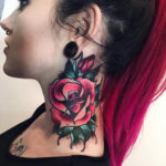 Pink Neck Rose Tattoo