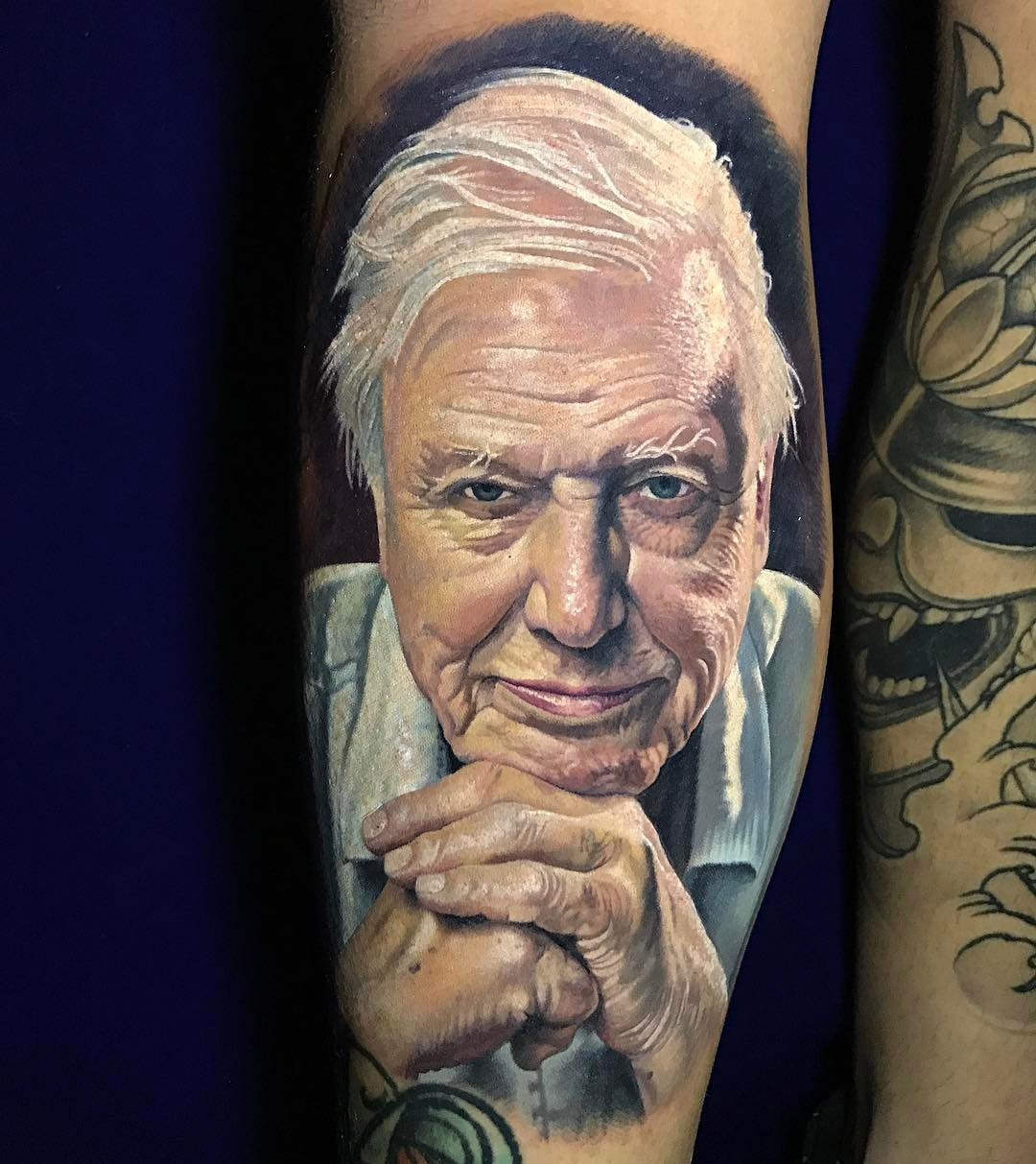 Portrait Tattoo of Sir David Attenborough