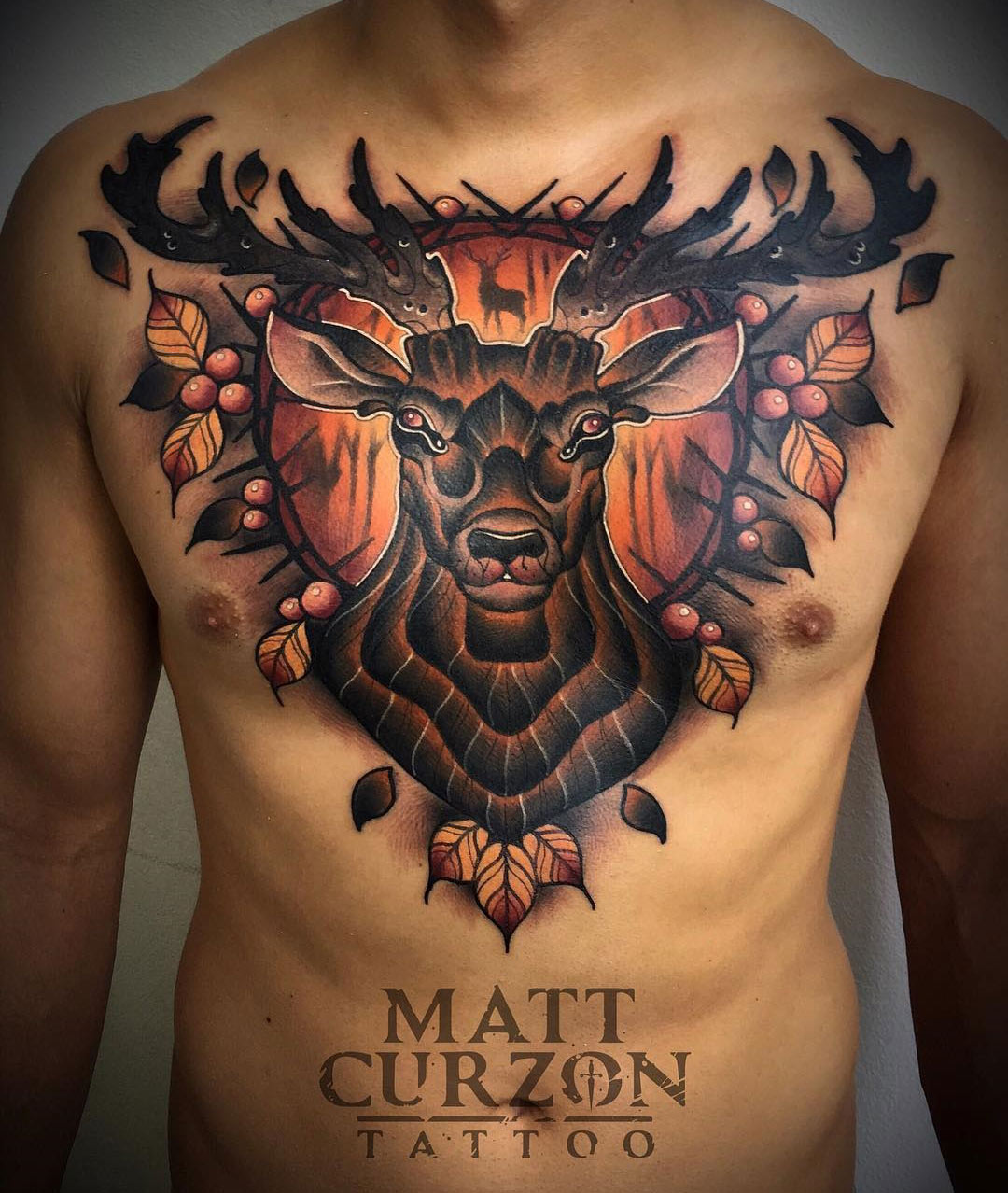 Deer Tattoo, Men's Chest