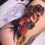 Warrior Woman Side Tattoo