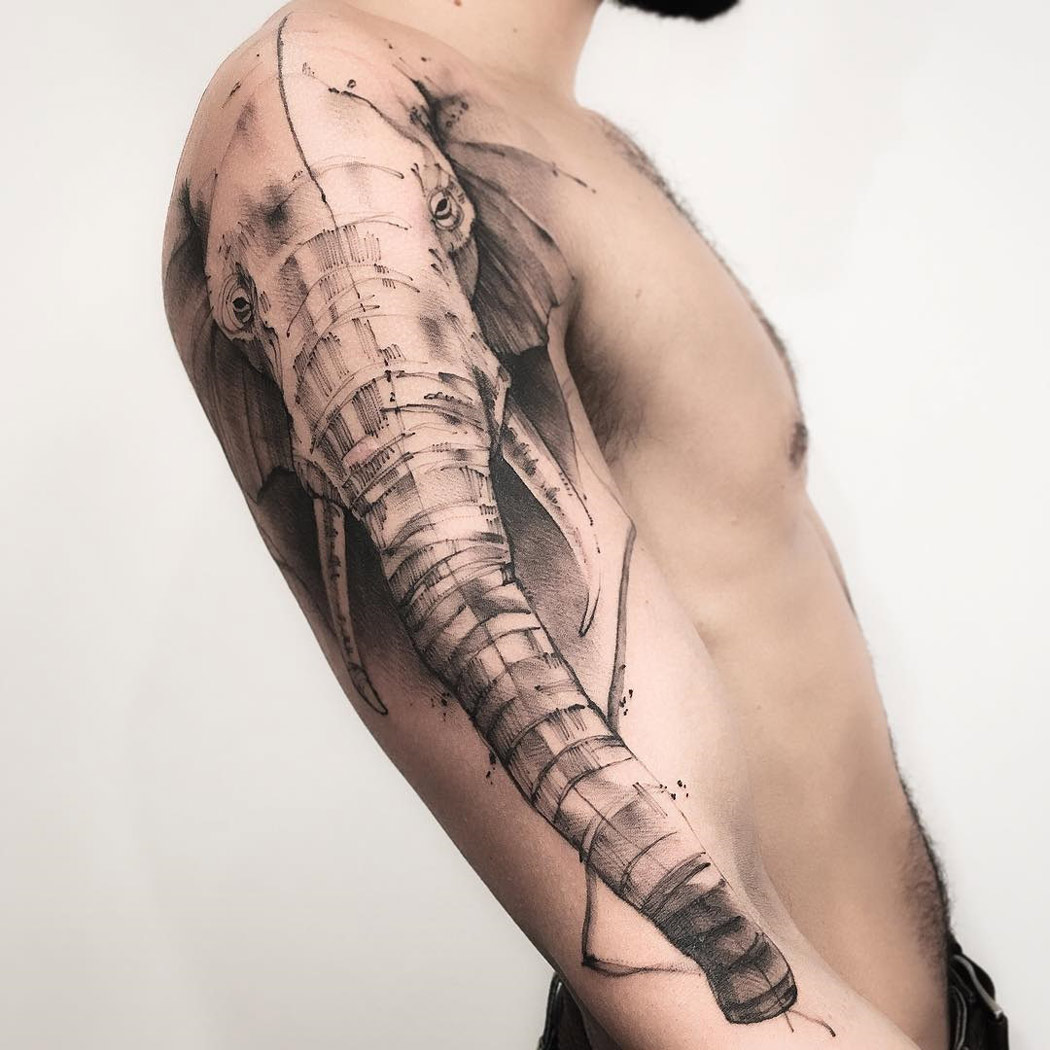 Elephant sketch tattoo