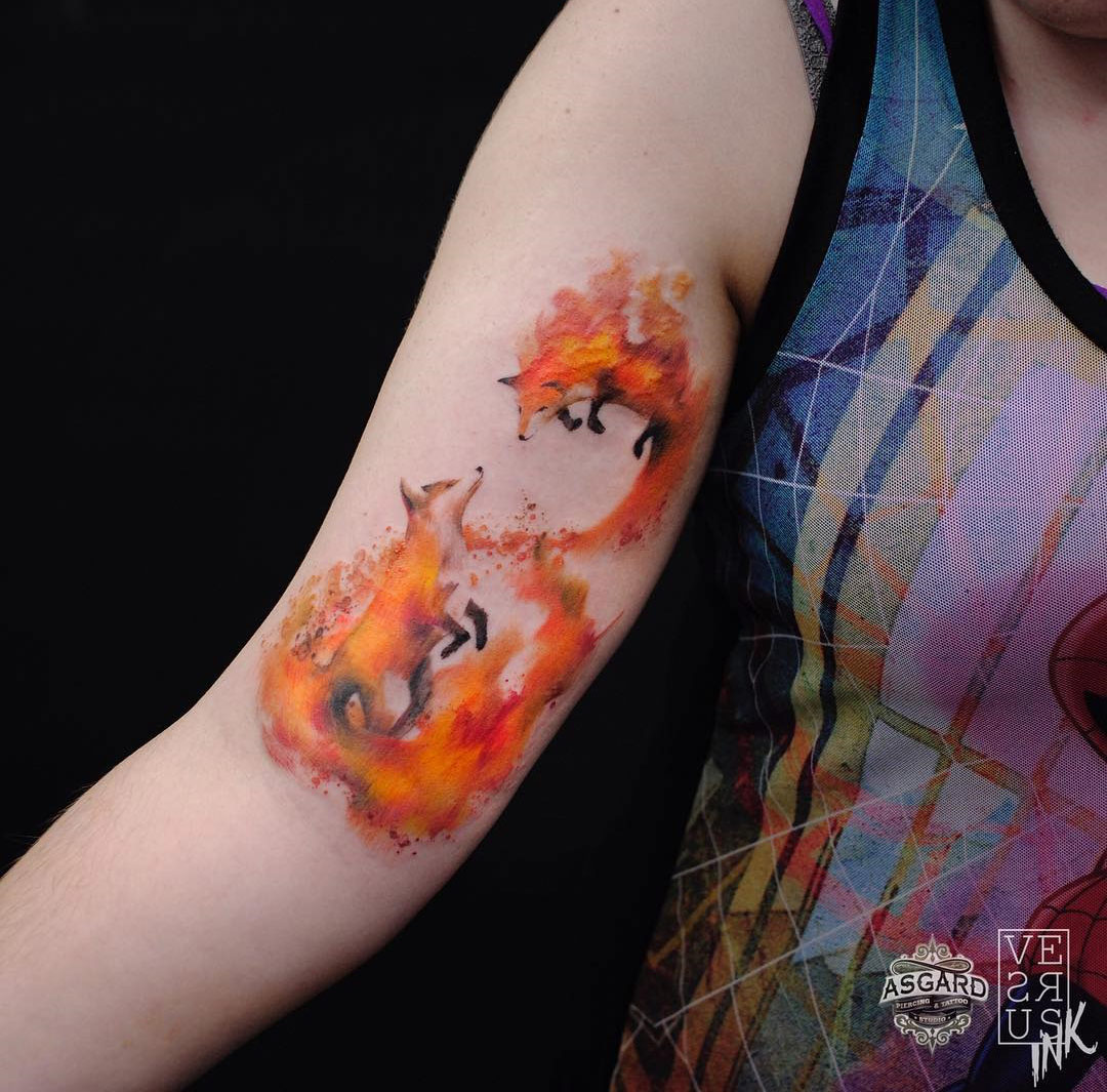 Dancing Foxes Tattoo