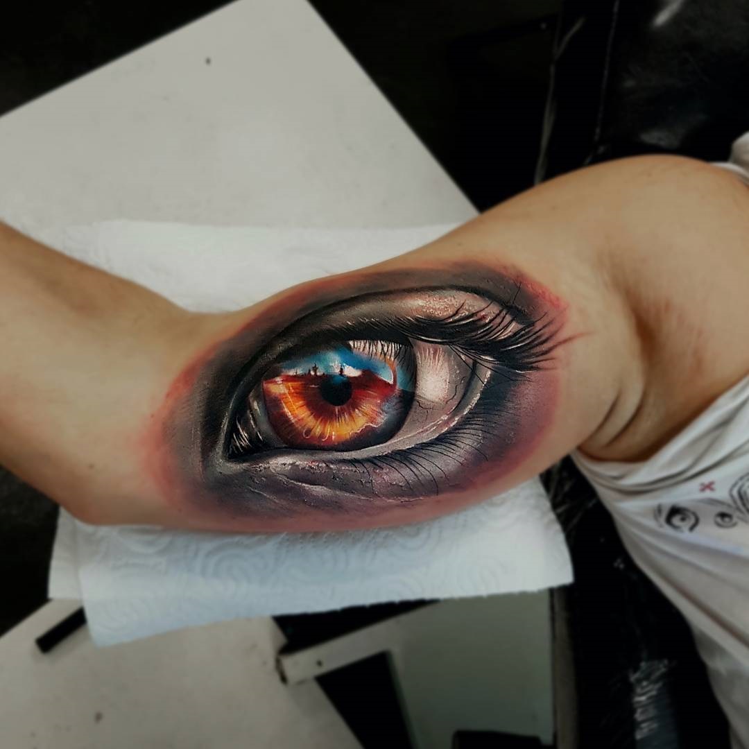 Human Eye Realism, Mens Bicep Piece Best tattoo design ideas