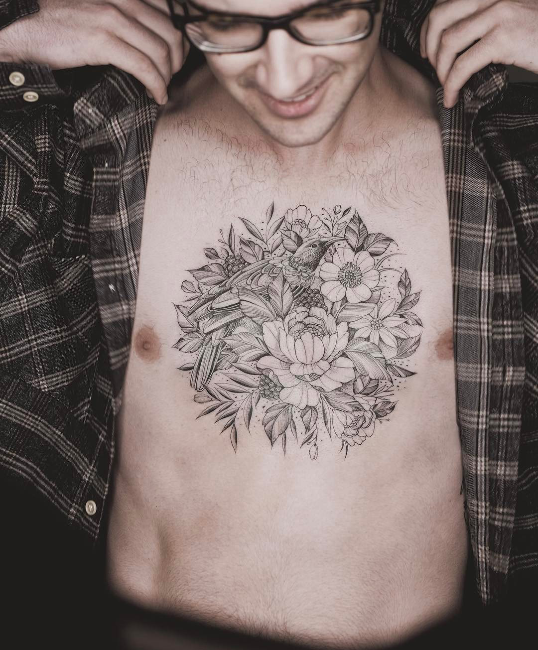Mens floral chest piece