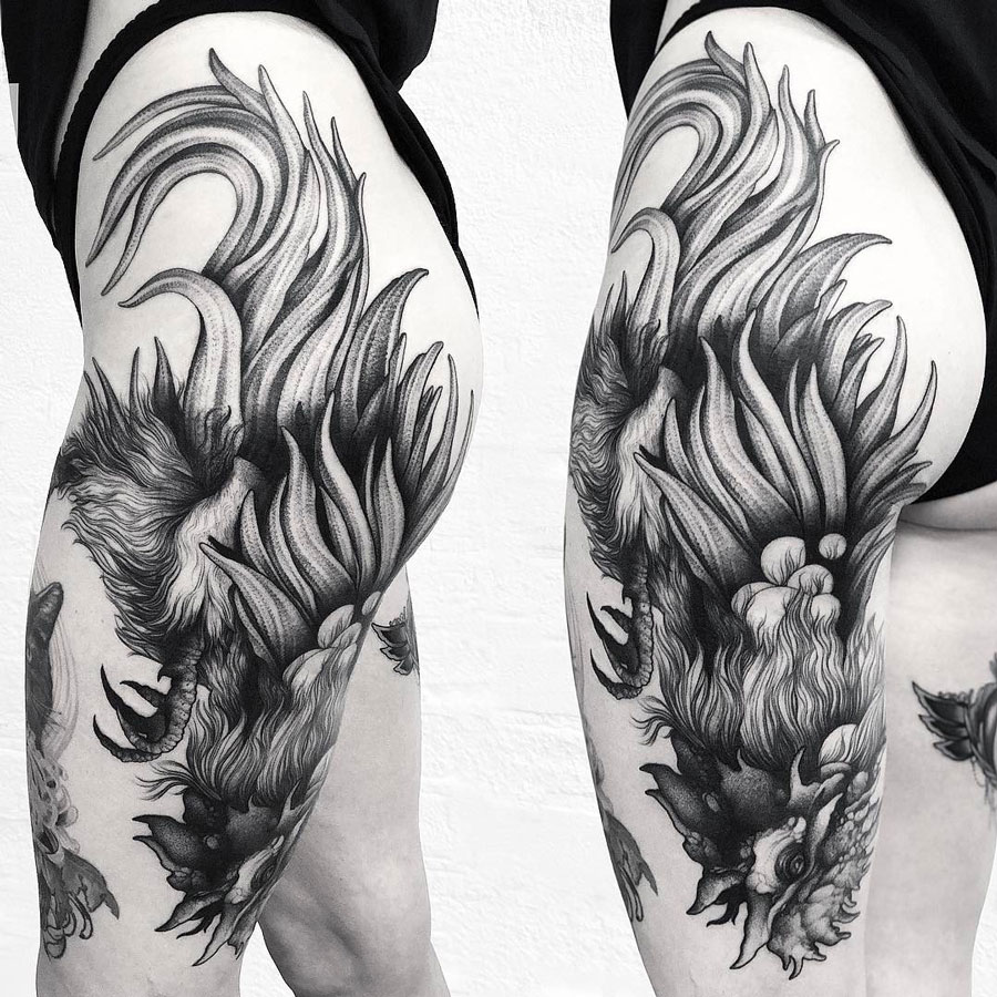 Rooster on Hip & Thigh