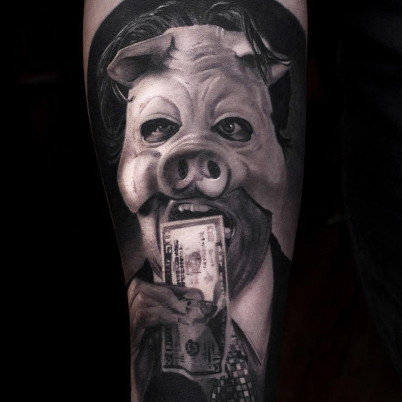 Corporate Pig Tattoo