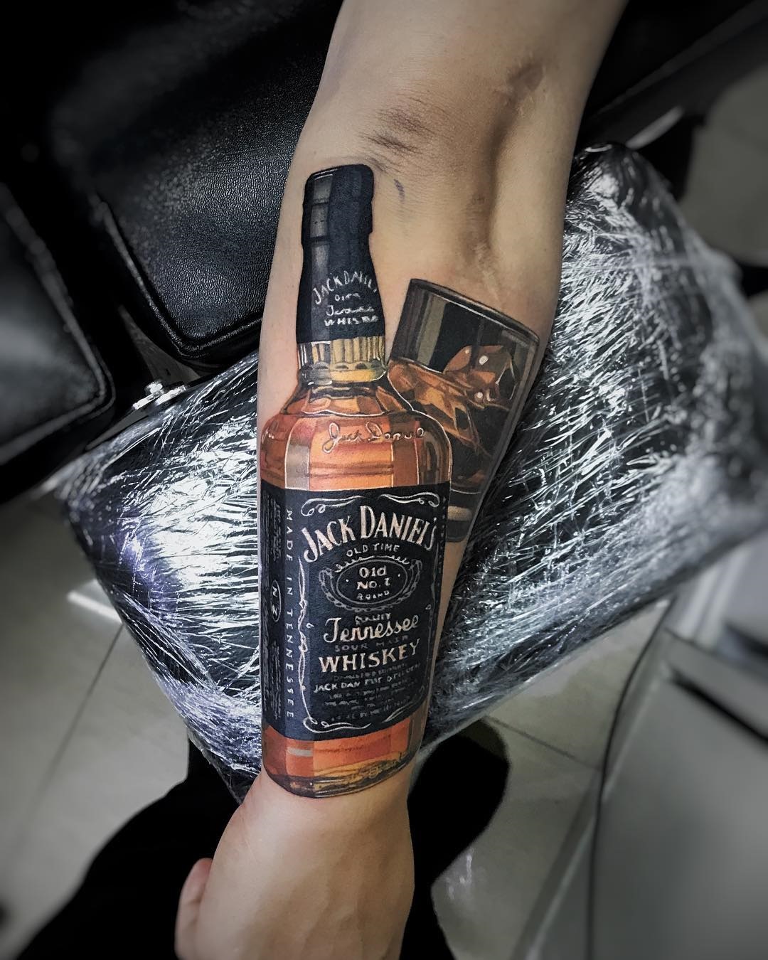 Jack Daniels realism tattoo