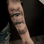 Double Vision, mens forearm tattoo
