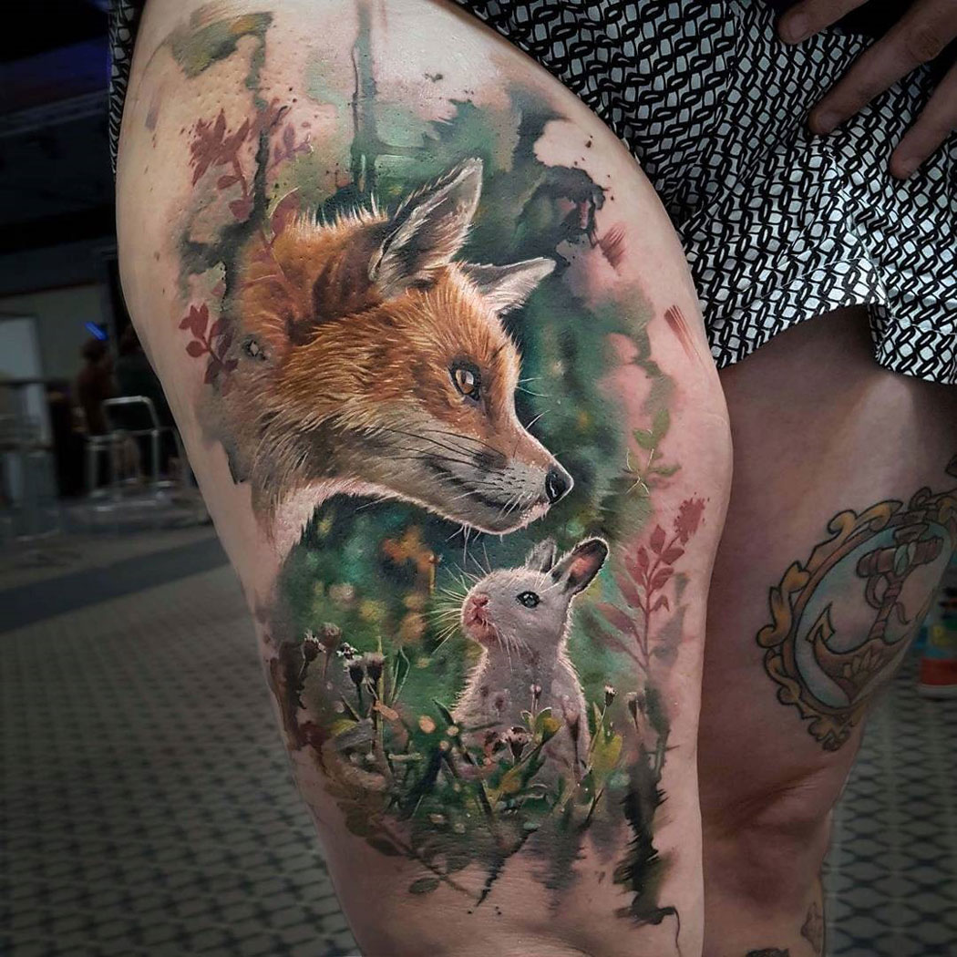 Fox & Rabbit Tattoo