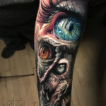 Owl & Human Eyes Tattoo