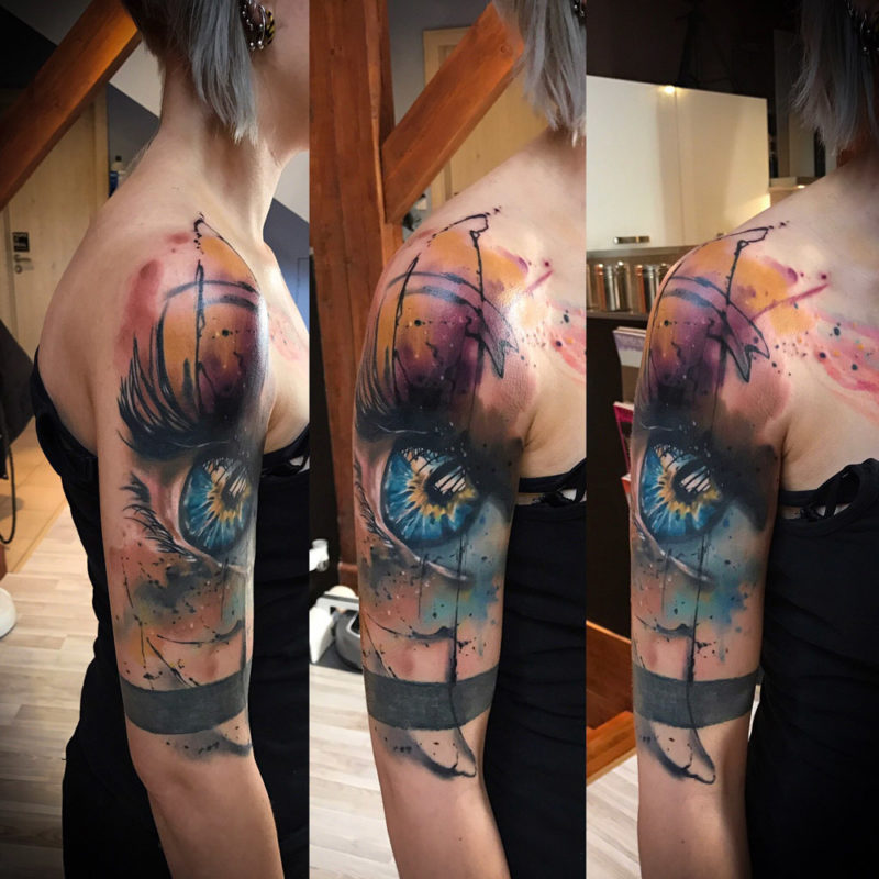 Abstract Eye Tattoo on Upper Arm