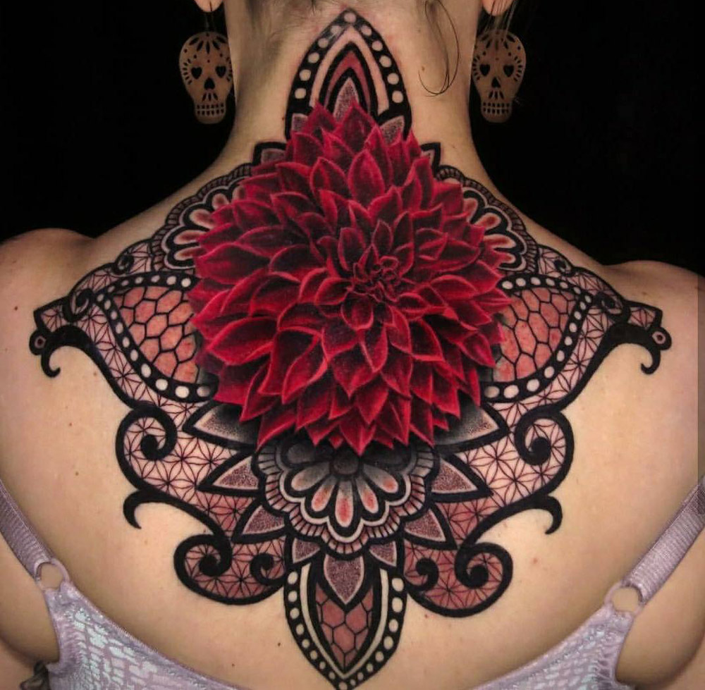 Black Dahlia Tattoo  Got to finish up this fun piece  shoot me a message  on here or text only my cell at 780 882 3134  darker spots are fresh   Facebook