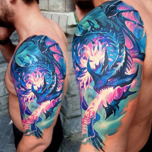 Dragon, Mens Shoulder Tattoo
