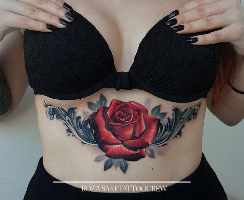 Red Rose and Filigree