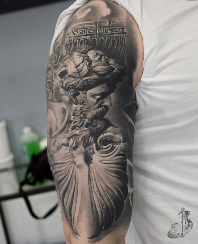 Zeus & Ruins Tattoo Idea