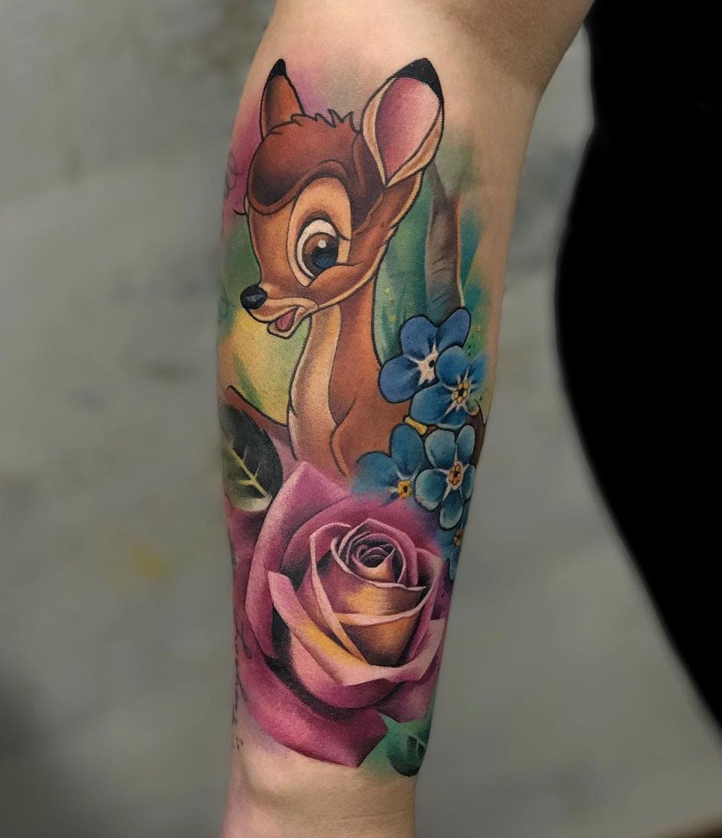 Pretty Bambi, girl's arm tattoo