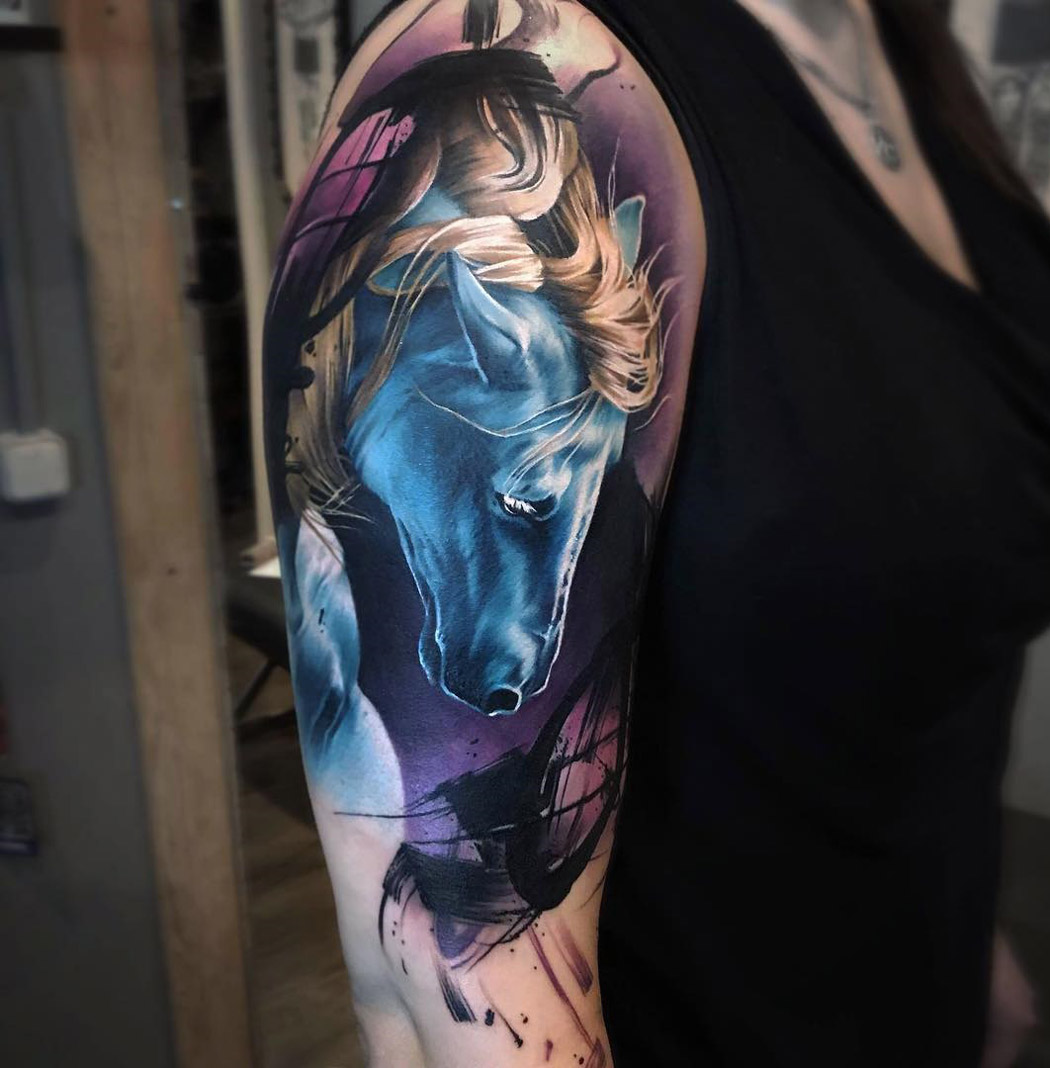 Blue horse tattoo