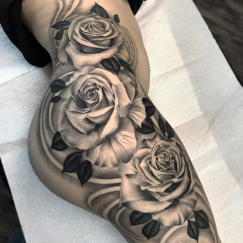 Roses Side Tattoo, Black & Grey