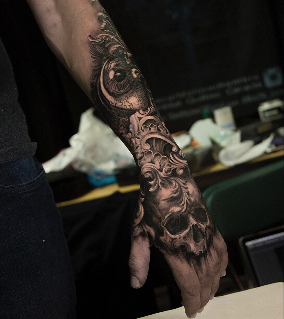 Skull & Eye forearm tattoo