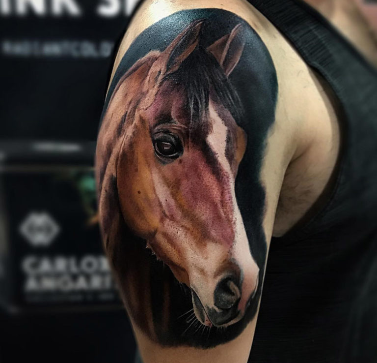 Horse Head, Watercoour Tattoo | Level-up Tattoo Studio