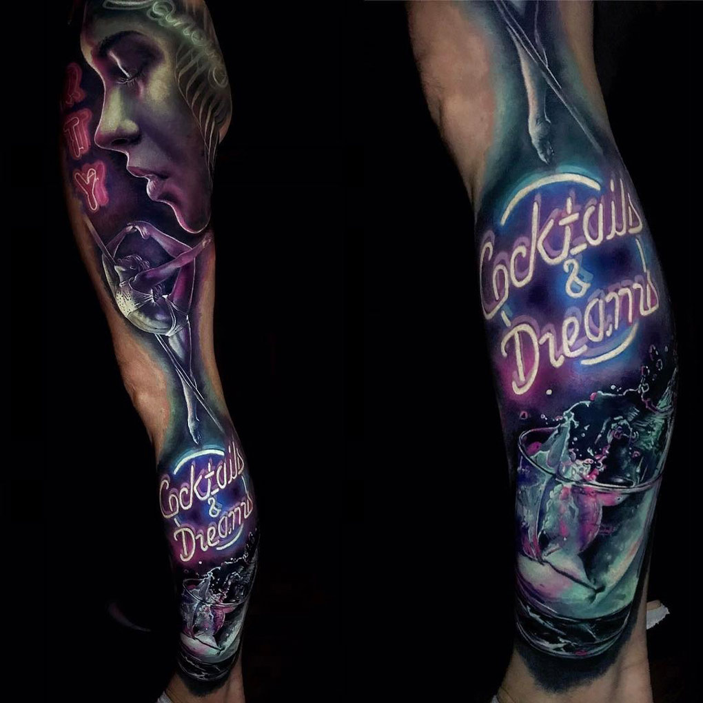 Cocktails & Dreams Neon Sign Tattoo