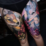 Fox & Wolf Girly Tattoo