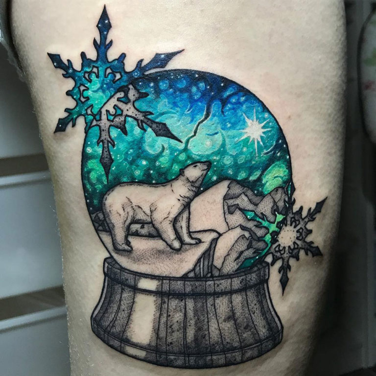 Got a sweet globe on a stand done by TC from Inkd Up Tat2 in Eugene OR   rtattoos