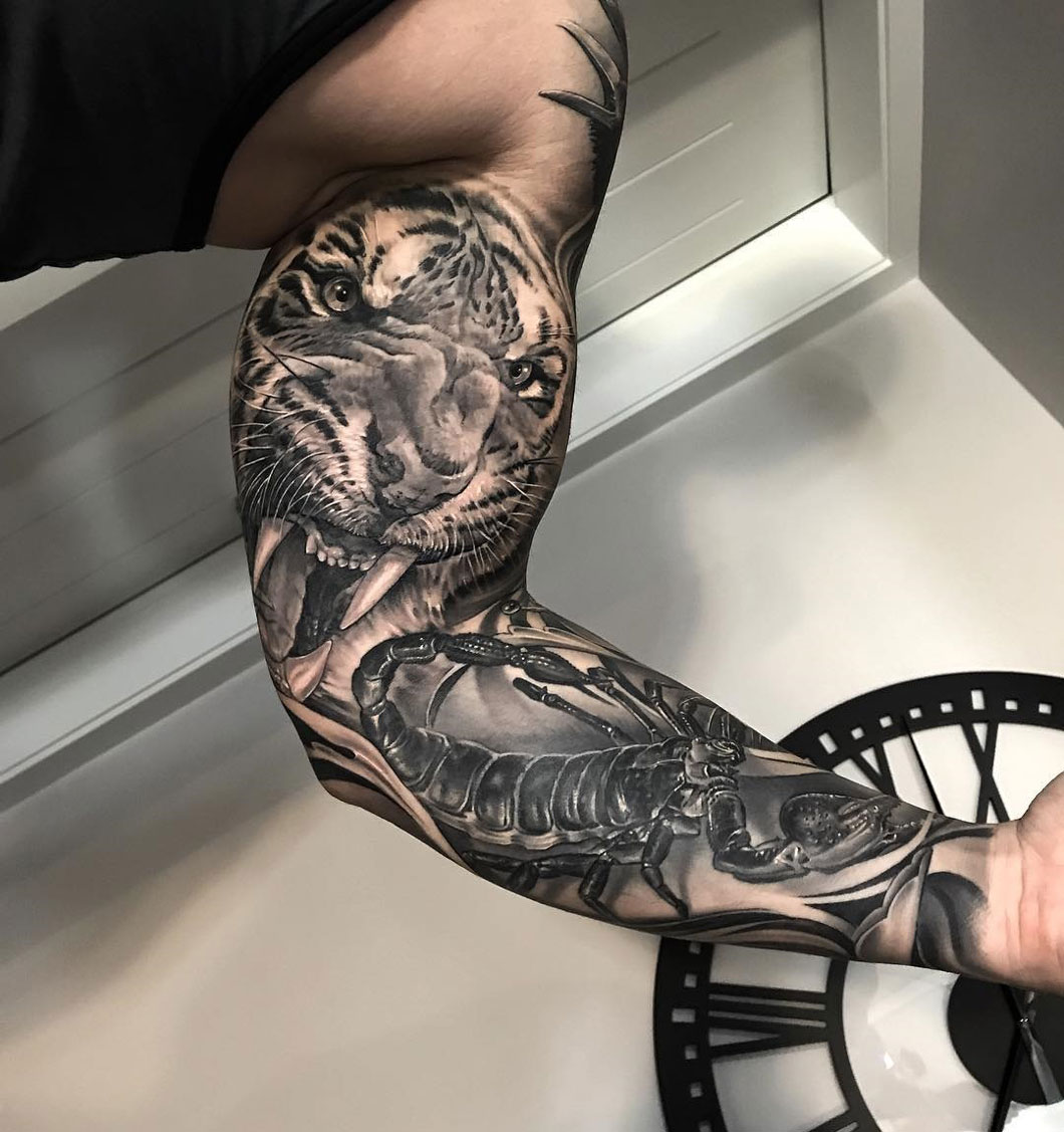 sleeve tattoo tiger