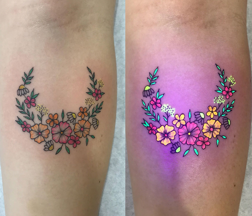 UV flowers tattoo